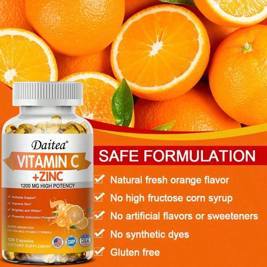 SHEIN Vitamin C Softgels Immune Support Antioxidant Supplement 120 Count