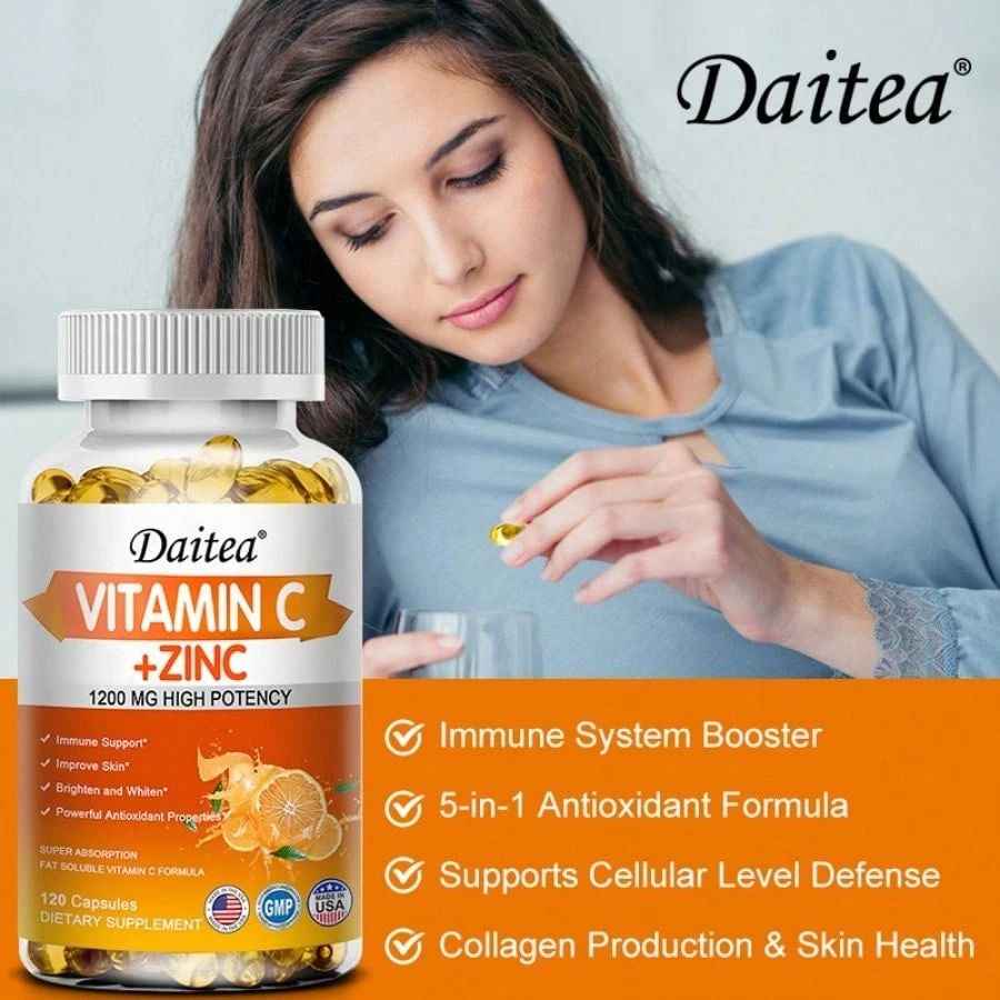 SHEIN Vitamin C Softgels Immune Support Antioxidant Supplement 120 Count