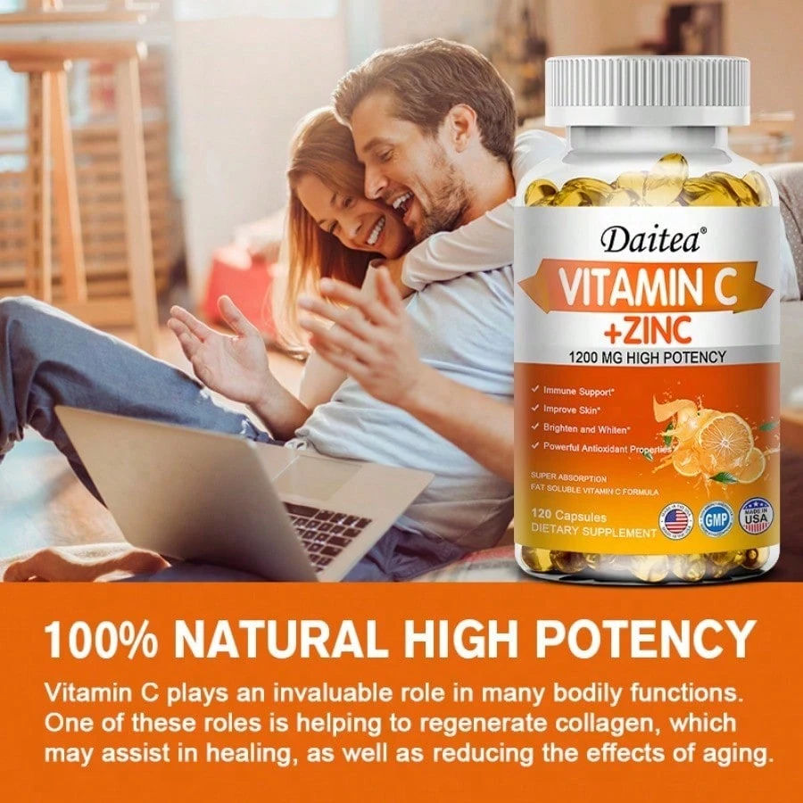 SHEIN Vitamin C Softgels Immune Support Antioxidant Supplement 120 Count
