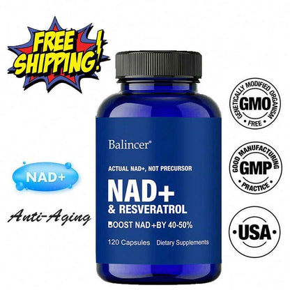 NAD + Resveratrol Formula Dietary Supplement Immune Support 120 Capsules