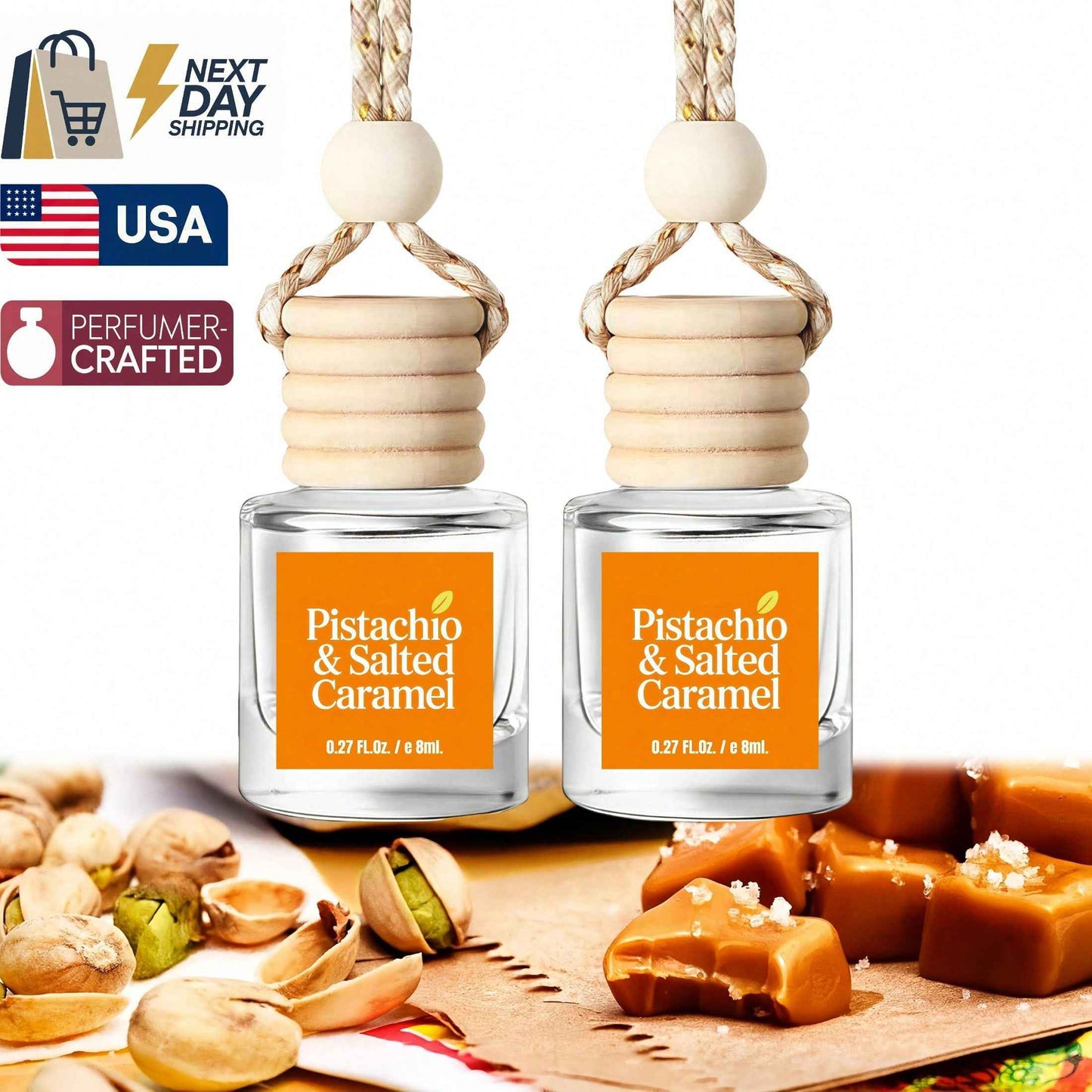 Osmore Caramel Kiss Extra-Rich Caramel Vanilla Car Air Freshener Hanging Diffuser