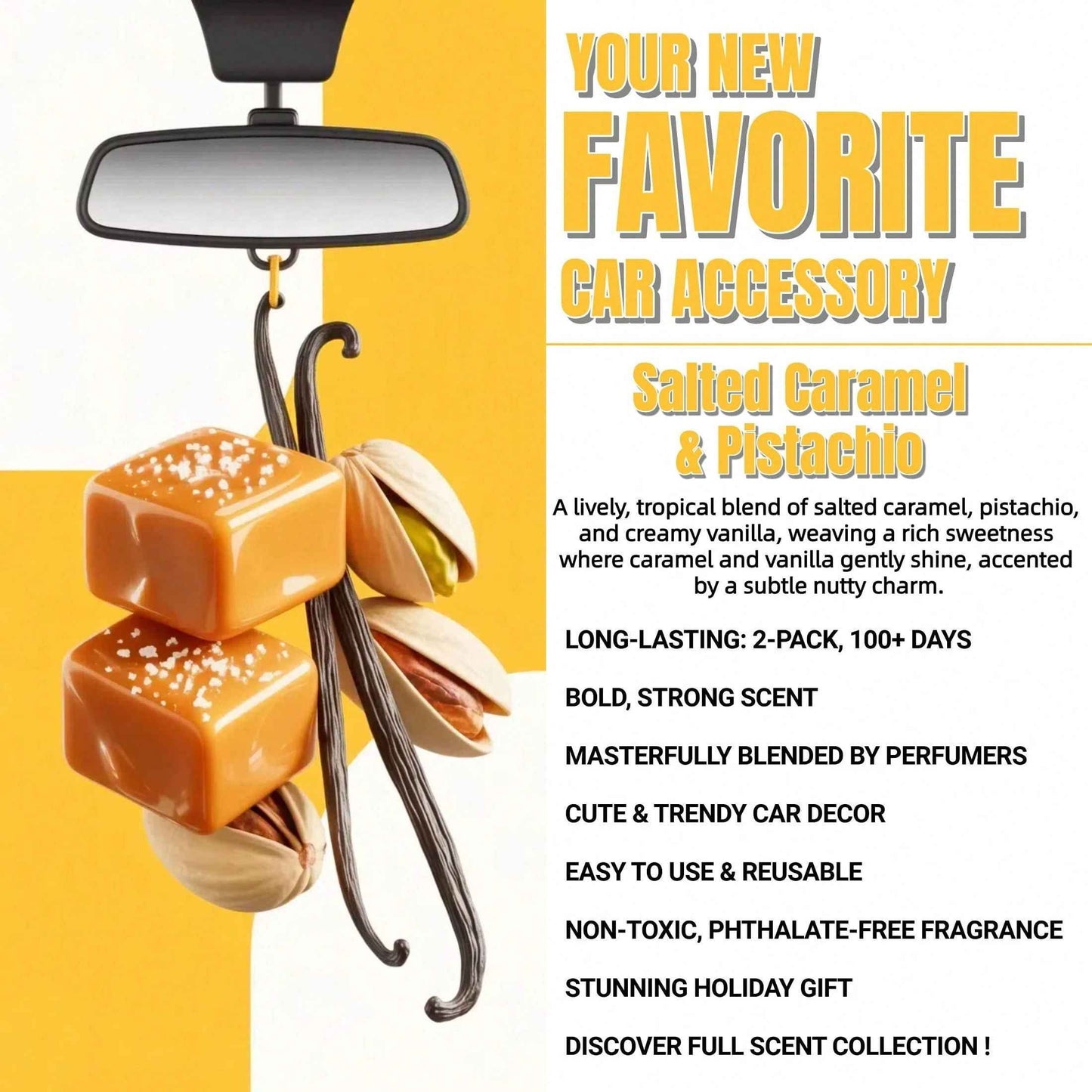 Osmore Caramel Kiss Extra-Rich Caramel Vanilla Car Air Freshener Hanging Diffuser