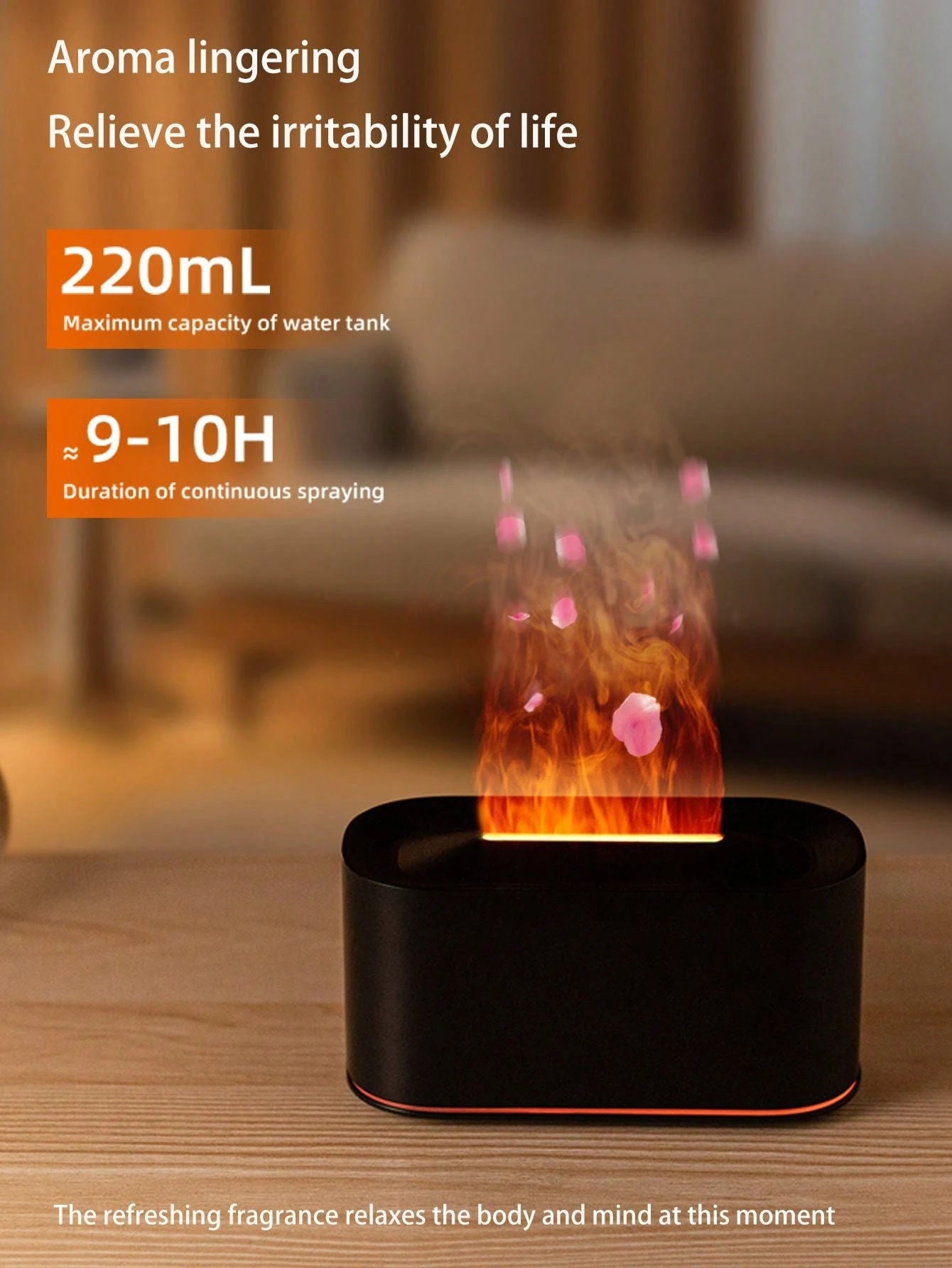 SHEIN Flame Simulation Aroma Diffuser With 7-Color Night Light