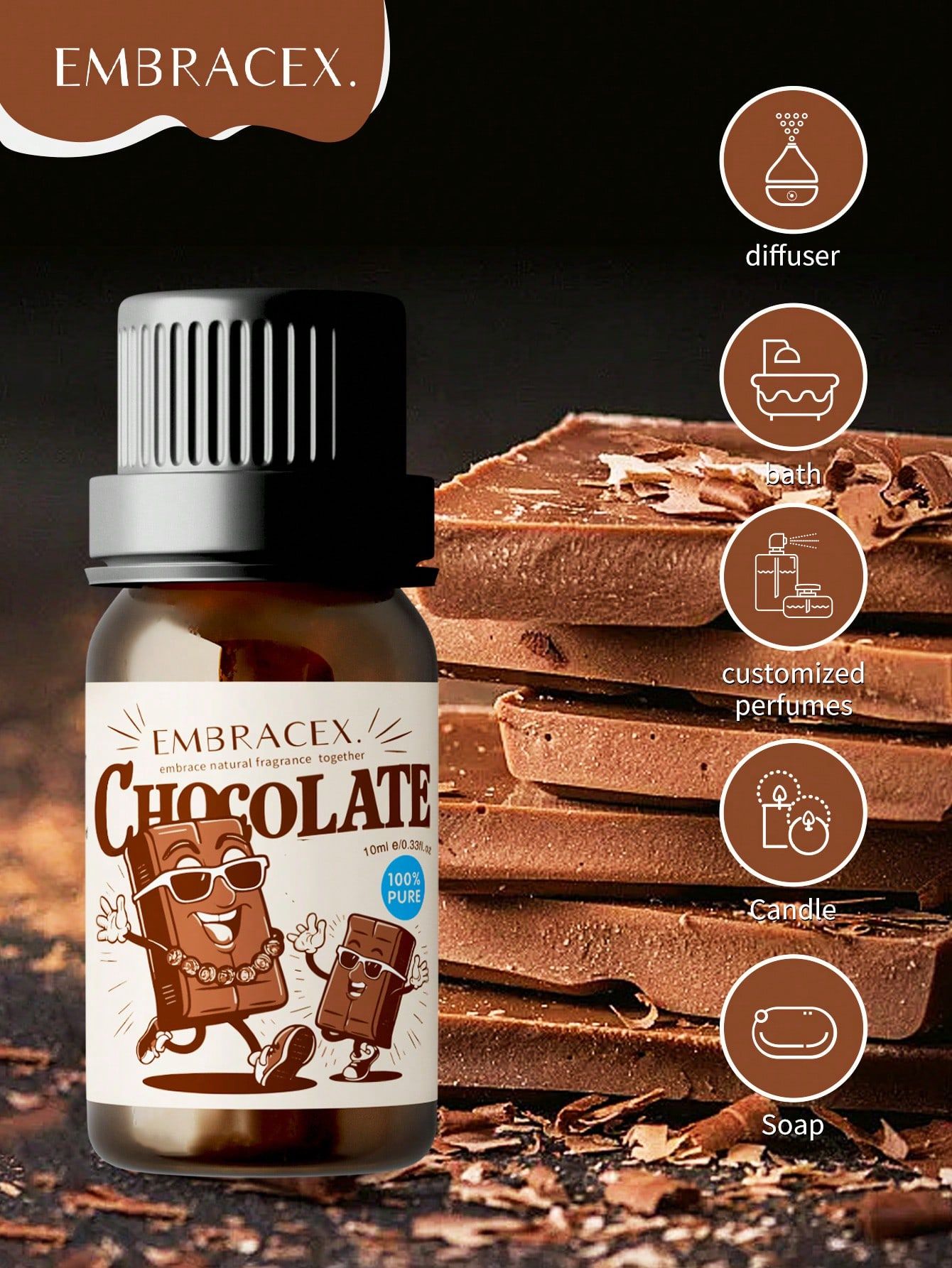 EMBRACEX. 10ml Chocolate Fragrance Oil Aromatherapy Scent
