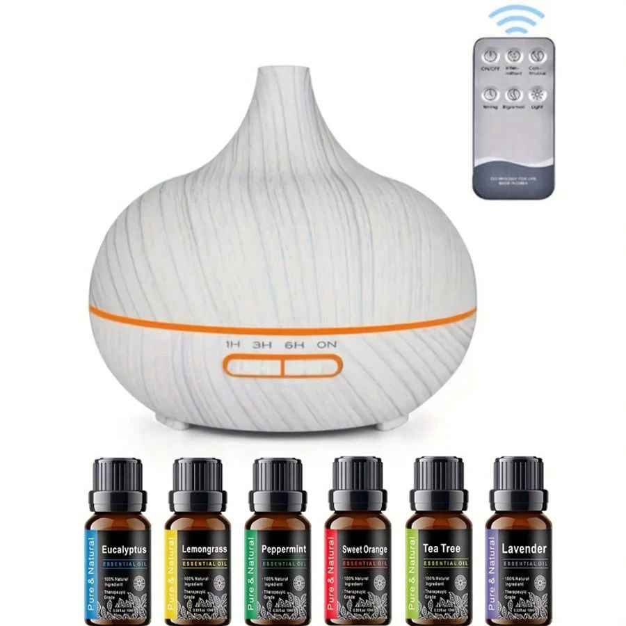 SHEIN Smart Aroma Diffuser 550ml Remote Control 7-Color LED Wood Grain