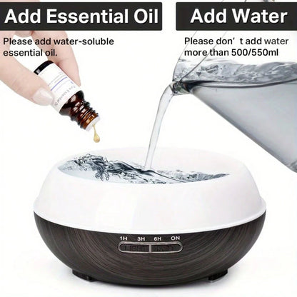 SHEIN Smart Aroma Diffuser 550ml Remote Control 7-Color LED Wood Grain