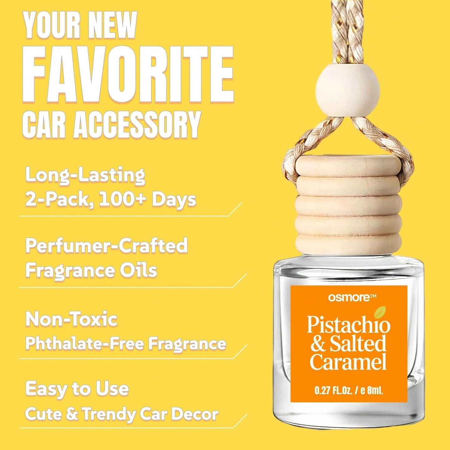 Osmore Caramel Kiss Extra-Rich Caramel Vanilla Car Air Freshener Hanging Diffuser