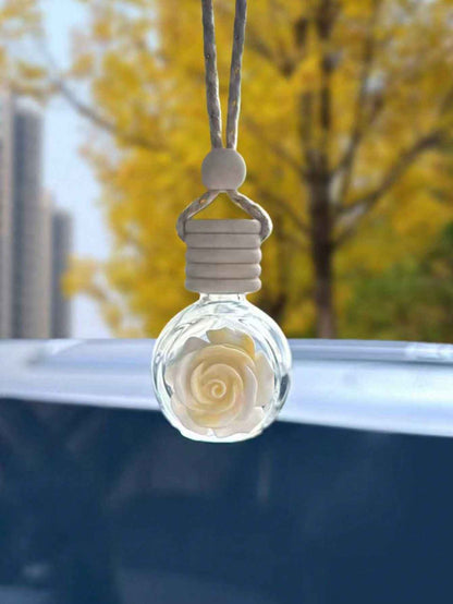 SHEIN Flower Perfume Bottle Car Rearview Mirror Hanging Fragrance Diffuser