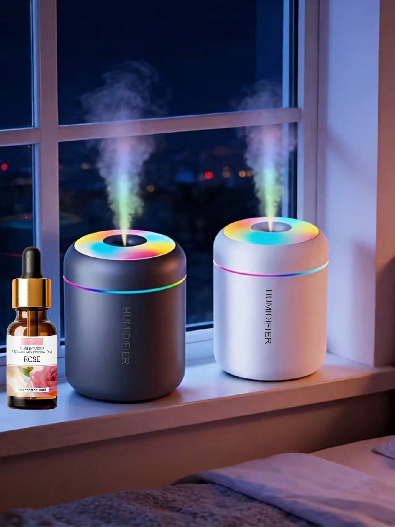 Mini Essential Oil Aromatherapy Mist Humidifier Set USB LED Cold Mist