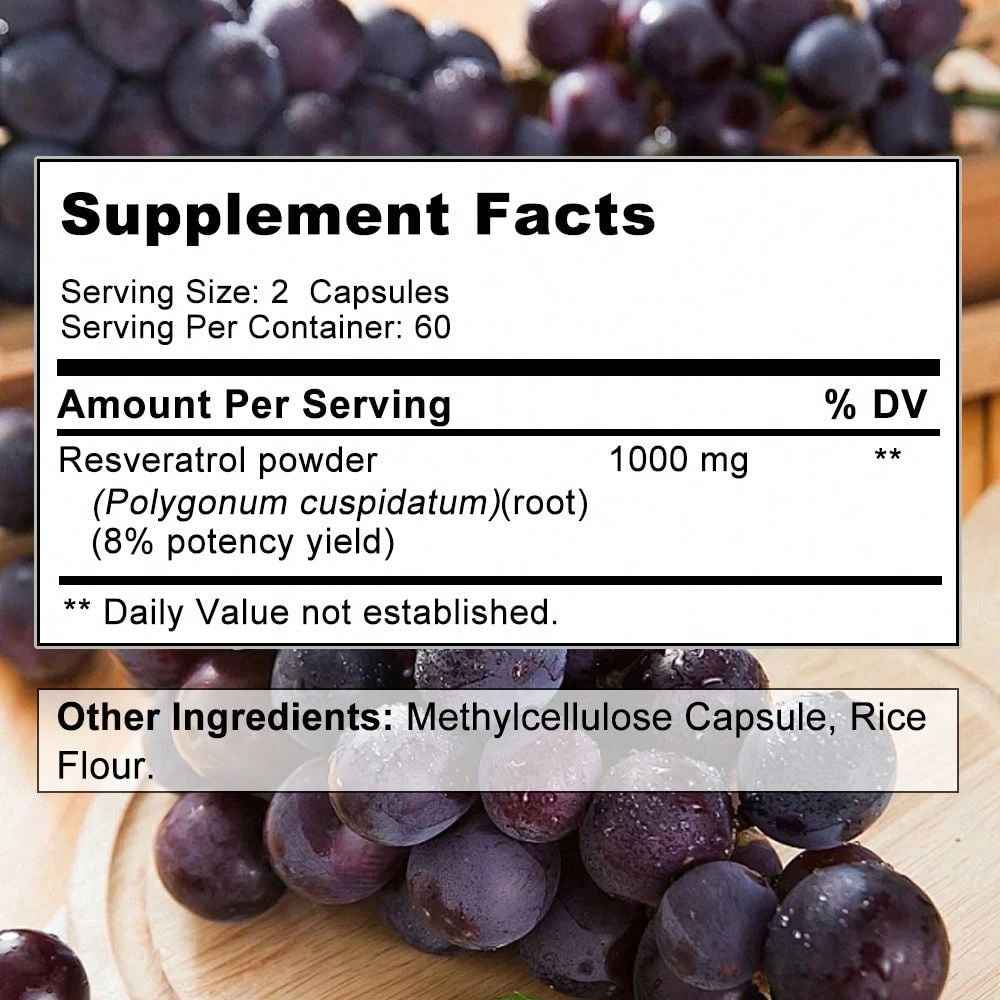 Balincer Resveratrol Dietary Supplement 1000mg Capsules 120 Count