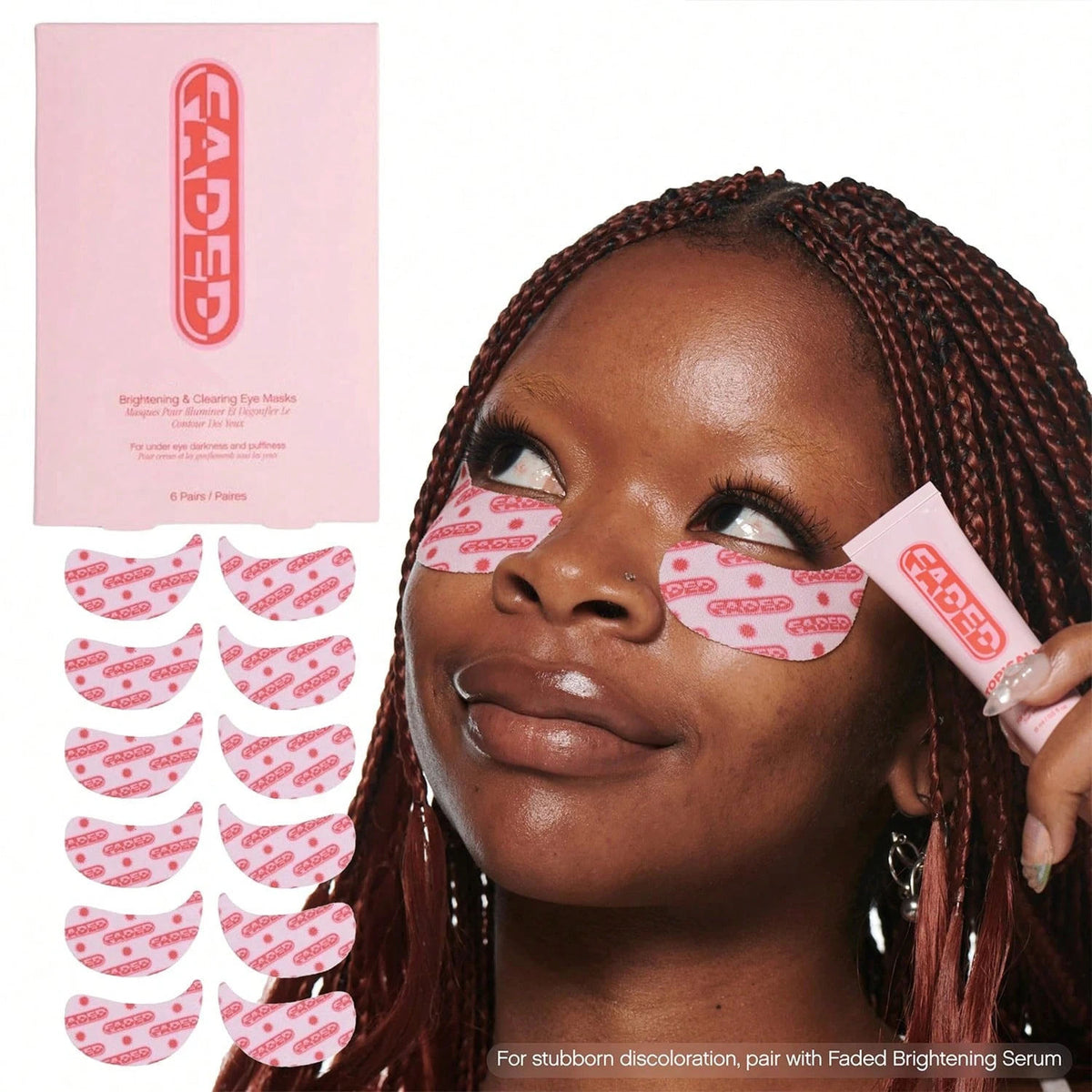 VitaBuy brightening under eye masks with kojic acid, caffeine, and niacinamide in a set of six, for skin care and eye brightening.
