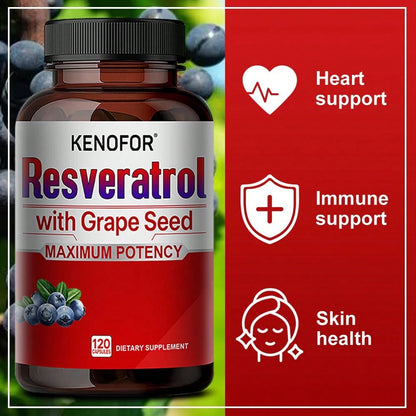 SHEIN Resveratrol 1500mg Antioxidant Supplement 120 Capsules