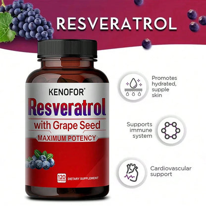 SHEIN Resveratrol 1500mg Antioxidant Supplement 120 Capsules