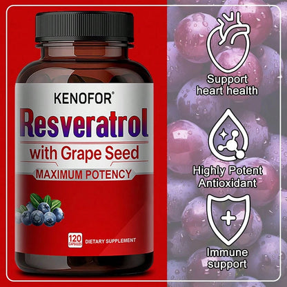 SHEIN Resveratrol 1500mg Antioxidant Supplement 120 Capsules