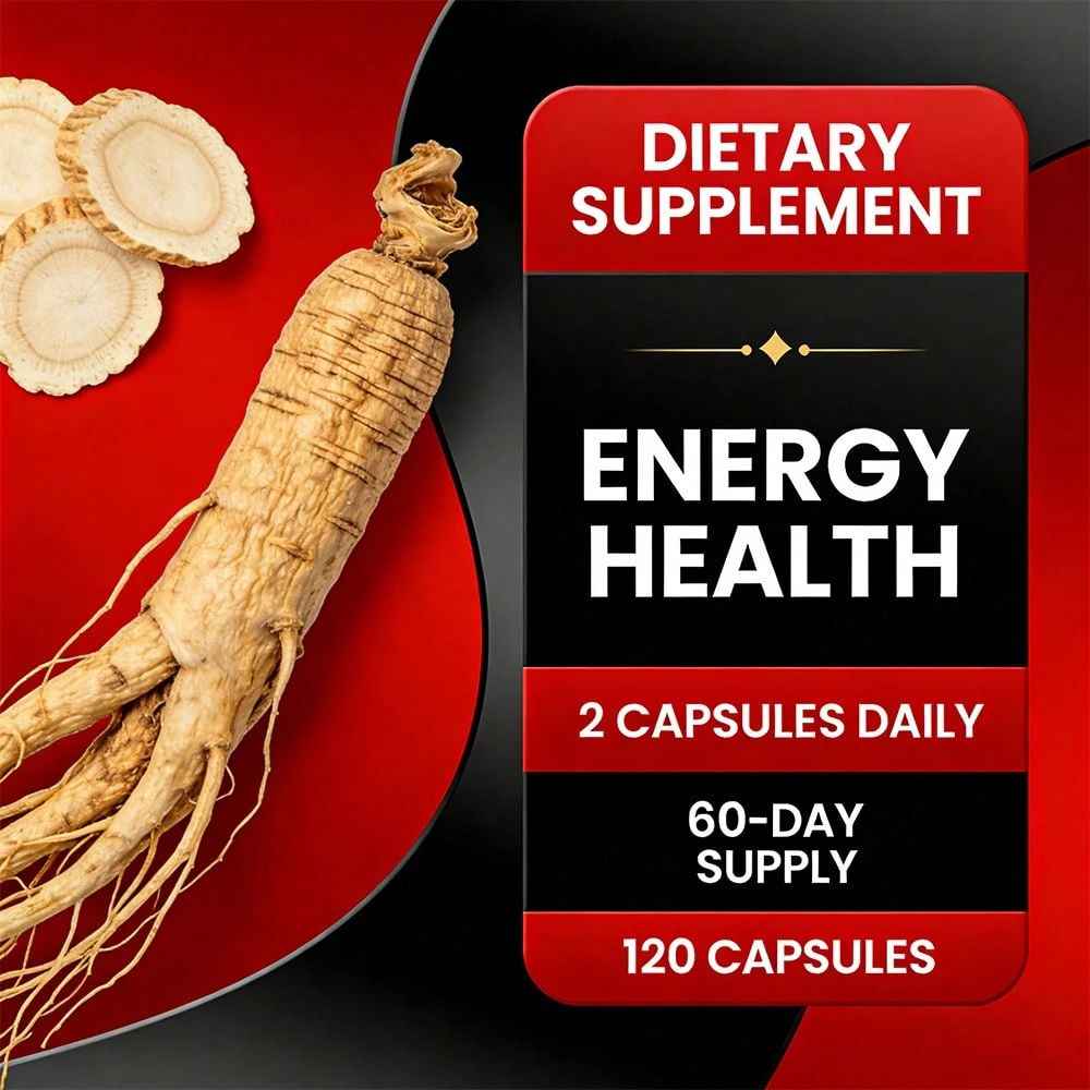 Everyday Energy Support Supplement with Red Ginseng, Maca and Saw Palmetto 120 Softgels