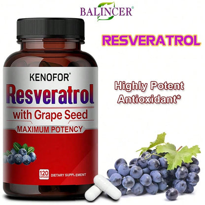 SHEIN Resveratrol 1500mg Antioxidant Supplement 120 Capsules