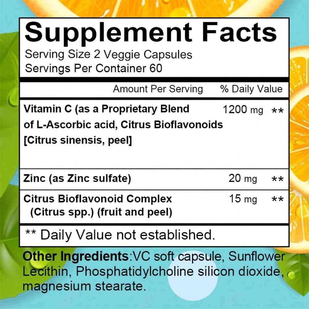 SHEIN Vitamin C Softgels Immune Support Antioxidant Supplement 120 Count