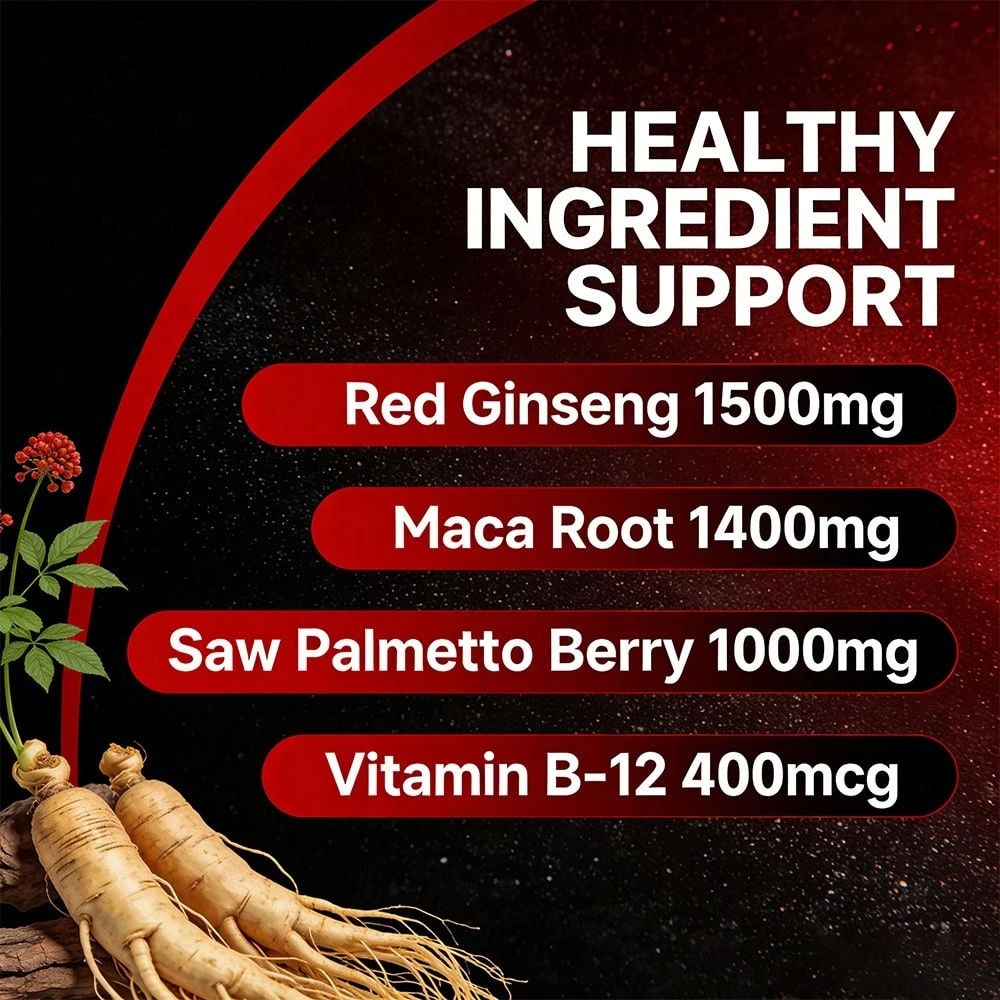 SHEIN Everyday Energy Support Supplement with Red Ginseng, Maca and Saw Palmetto 120 Softgels