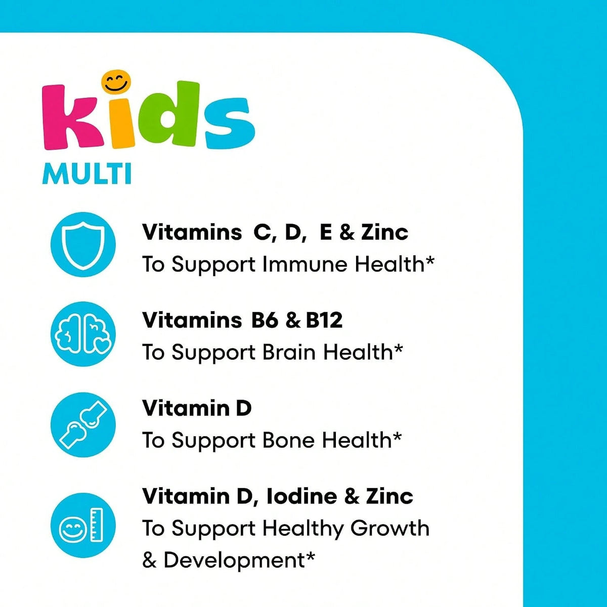 VitaBuy Kids multivitamin gummies with Vitamin C, D, E, and Zinc, featuring colorful gummy shapes for children’s body care.
