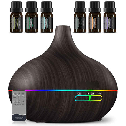 SHEIN Smart Aroma Diffuser 550ml Remote Control 7-Color LED Wood Grain