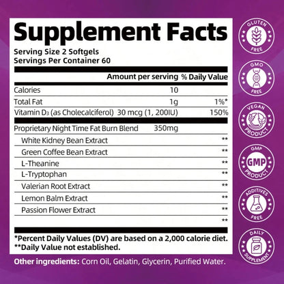 B BEWORTHS Nighttime Support Capsules Green Coffee White Kidney L-Tryptophan