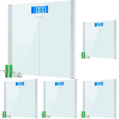 Etekcity Digital Body Weight Bathroom Scale 400 lb Capacity 6mm Tempered Glass Blue LCD Display