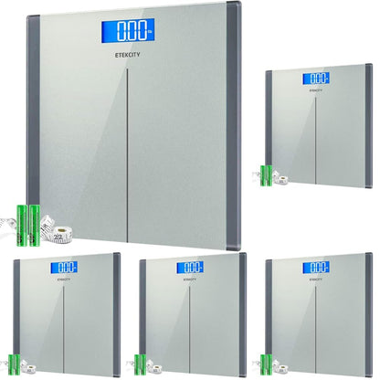 Etekcity Digital Body Weight Bathroom Scale 400 lb Capacity 6mm Tempered Glass Blue LCD Display