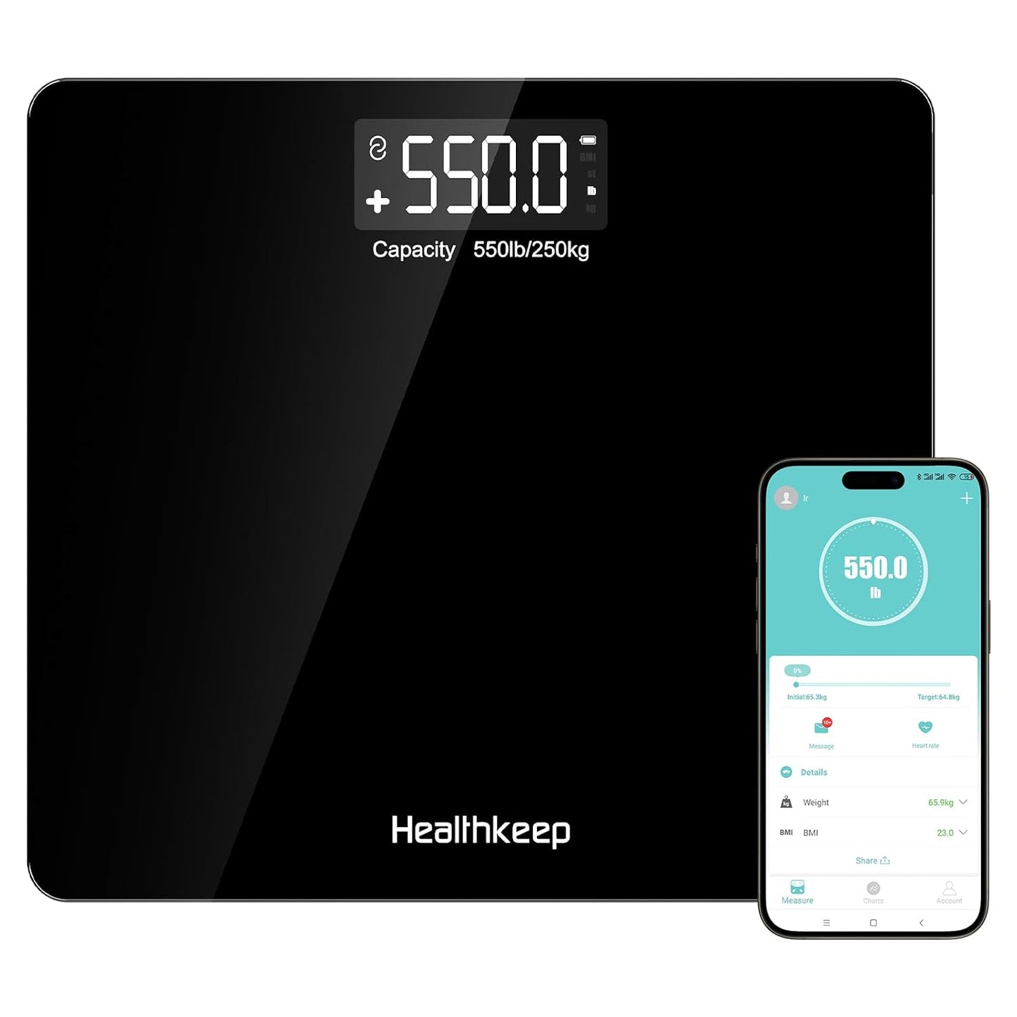 Digital Bathroom Scale Body Weight 400 lb Capacity LED Display High-Precision 4-Sensor
