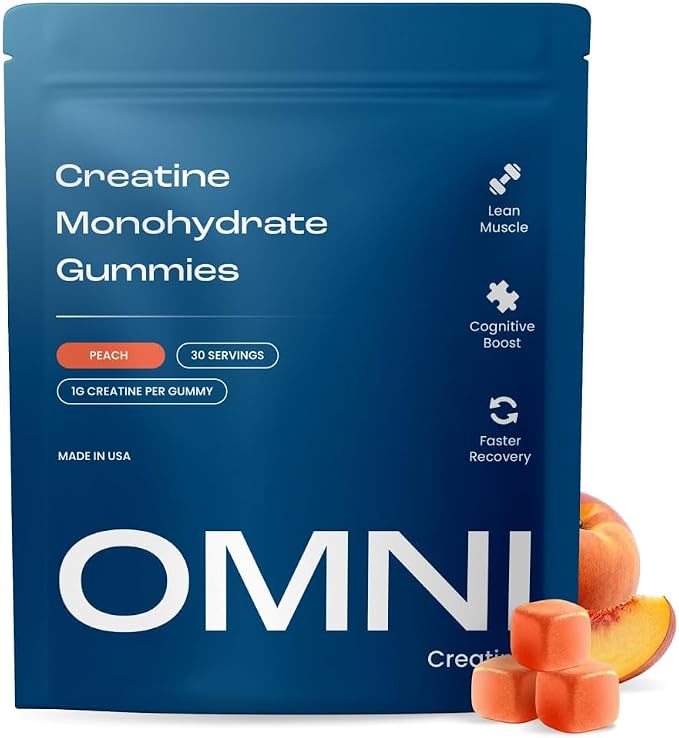 OMNI Creatine Monohydrate Gummies Peach Watermelon 1g Per Gummy 90 Count