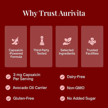 Aurivita Cayenne Pepper Capsaicin Supplement 180 Count