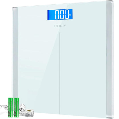 Etekcity Digital Body Weight Bathroom Scale 400 lb Capacity 6mm Tempered Glass Blue LCD Display