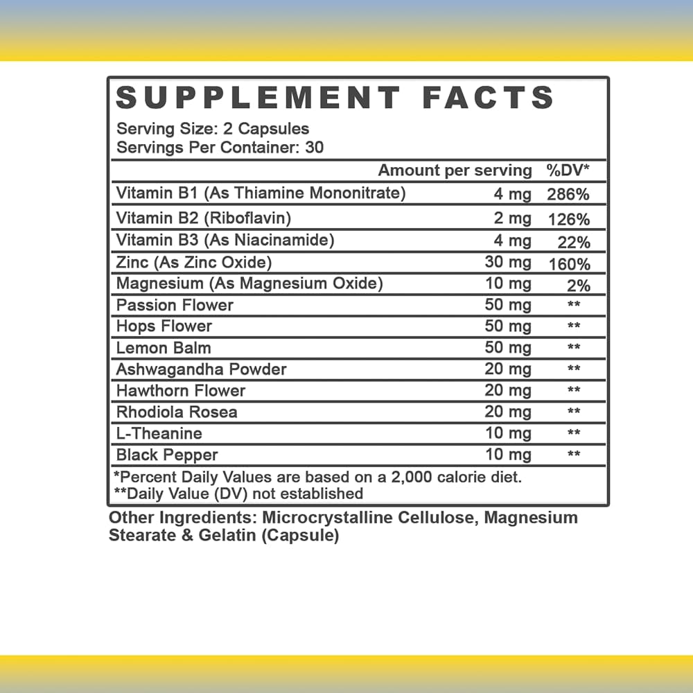 Angry Supplements Stress Less Day-Time Mood Support Capsules 60 Count