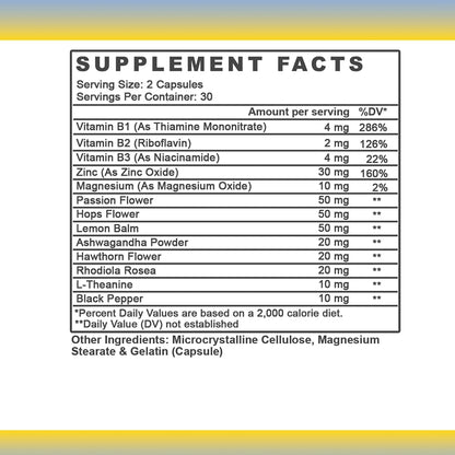 Angry Supplements Stress Less Day-Time Mood Support Capsules 60 Count