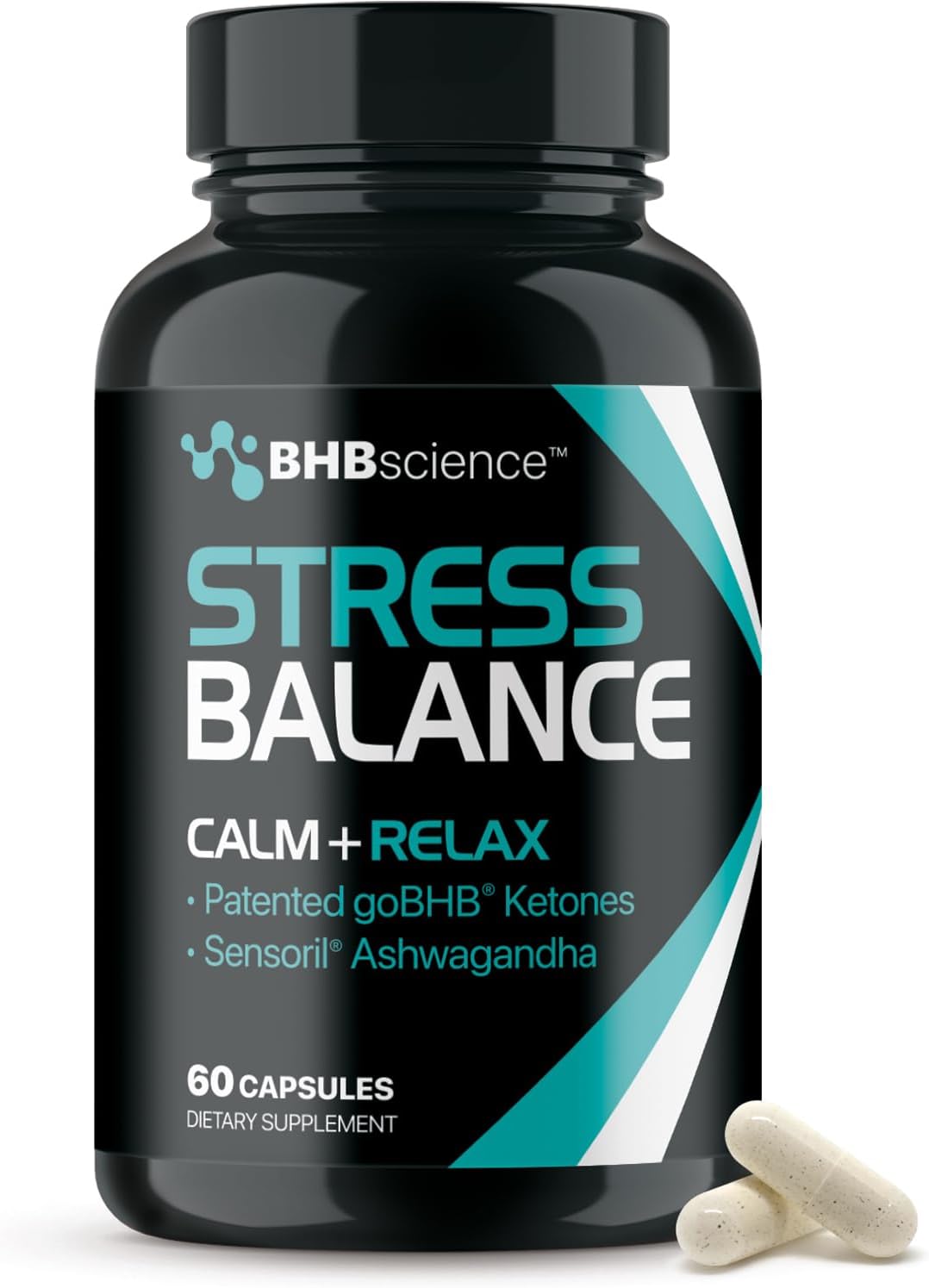 Real Ketones Ashwagandha Cortisol Mood Support Capsules 60 Count