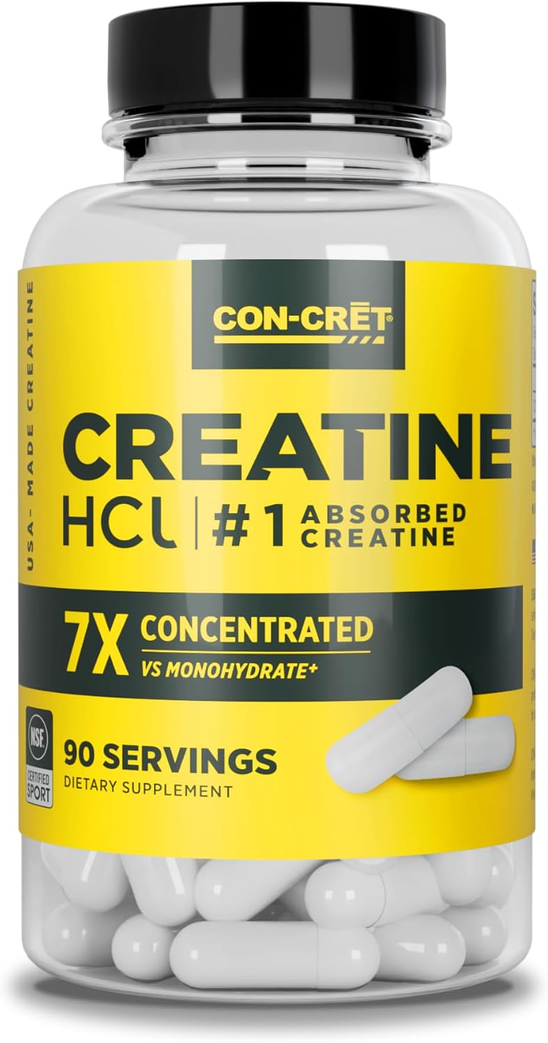CON-CRET Creatine HCl Capsules Muscle Strength & Cognitive Support 90 Count