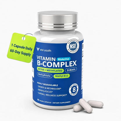 VIVI Youth Methylated Vitamin B Complex for Women 60 Count