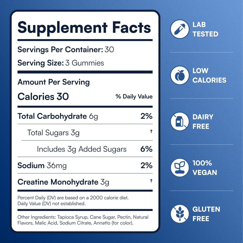 OMNI Creatine Monohydrate Gummies Peach Watermelon 1g Per Gummy 90 Count