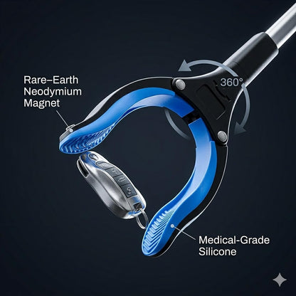 Grabber Reacher Tool 32 in Extra Long Foldable Gripper Heavy Duty Pick Up Stick for Seniors Trash Surgery Recovery Blue