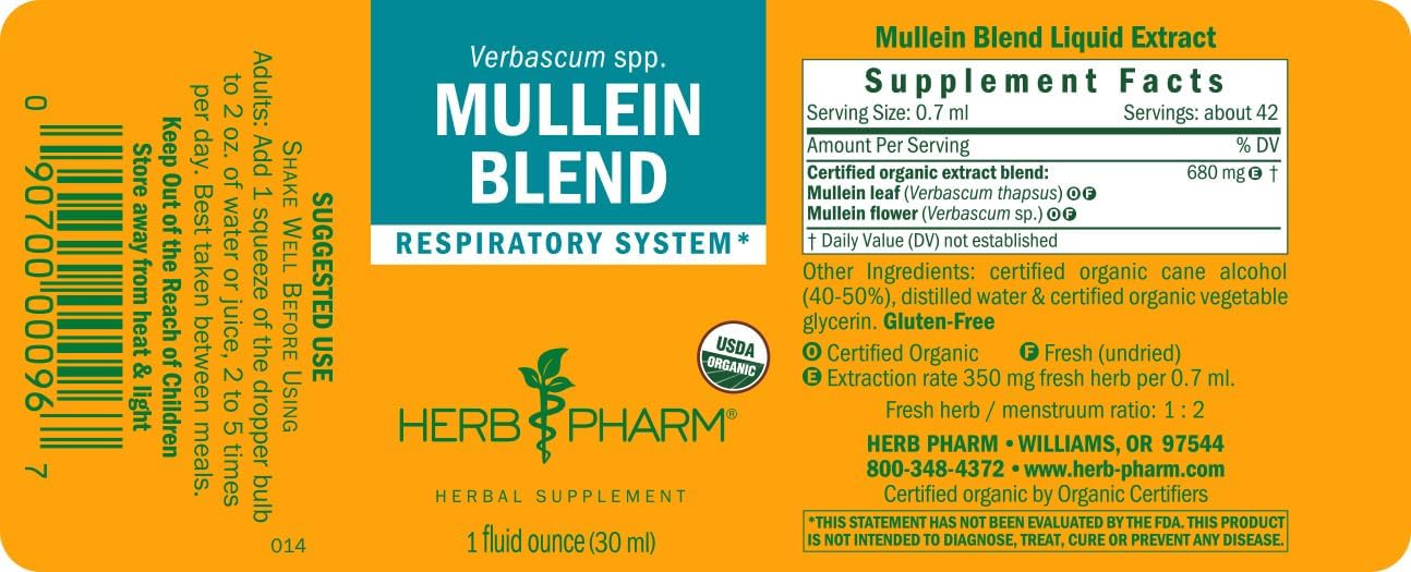 Herb Pharm Mullein Blend Respiratory Support Liquid