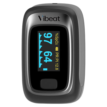 Vibeat Fingertip Pulse Oximeter Blood Oxygen Saturation Monitor Portable SpO2 & Pulse Rate Monitor Batteries and Lanyard Included