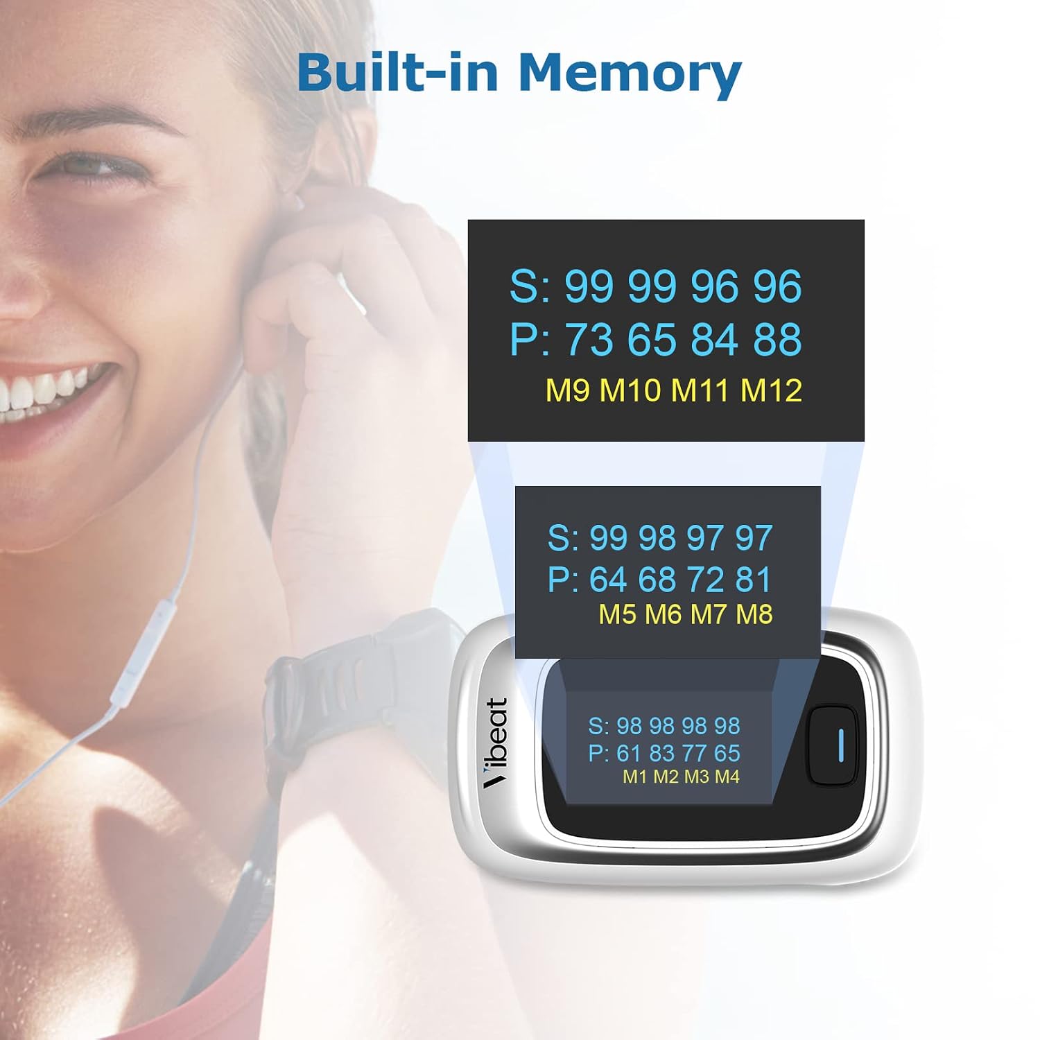 Vibeat Fingertip Pulse Oximeter Blood Oxygen Saturation Monitor Portable SpO2 & Pulse Rate Monitor Batteries and Lanyard Included