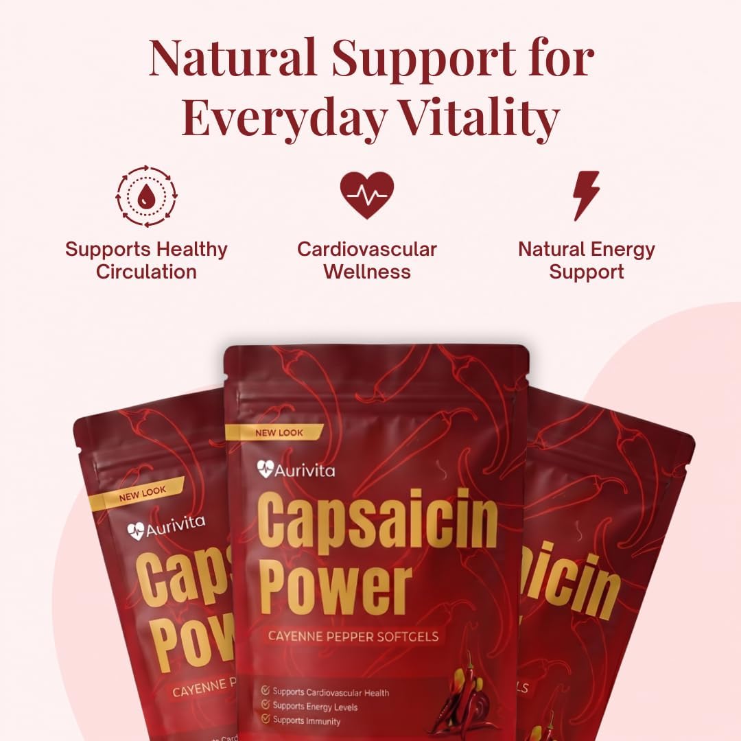 Aurivita Cayenne Pepper Capsaicin Supplement 180 Count