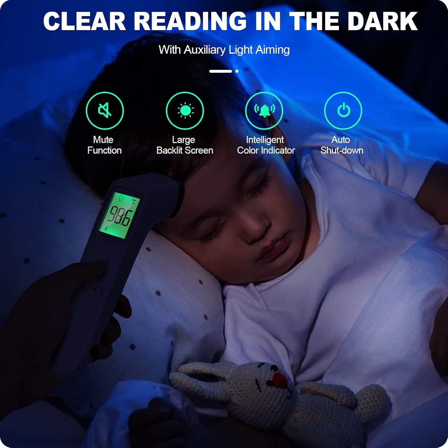 No-Touch Thermometer for Adults and Kids Accurate Digital Baby 1s Fast Reading Fever Alarm Silent Mode 35-Reading Memory Forehead & Object Mode AAA Battery Included