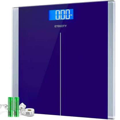 Etekcity Digital Body Weight Bathroom Scale 400 lb Capacity 6mm Tempered Glass Blue LCD Display