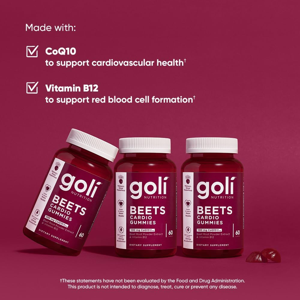 Goli Beets Cardio 100 mg CoQ10 Dietary Supplement Gummies