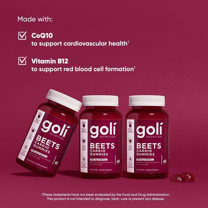 Goli Beets Cardio 100 mg CoQ10 Dietary Supplement Gummies