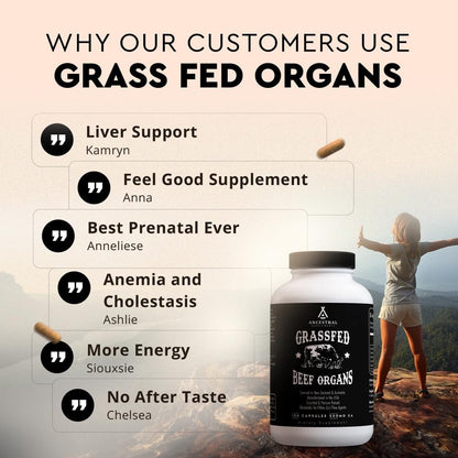 Ancestral Supplements Grass Fed Beef Organ Supplement Freeze-Dried 180 Capsules