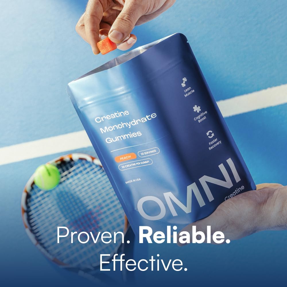 OMNI Creatine Monohydrate Gummies Peach Watermelon 1g Per Gummy 90 Count