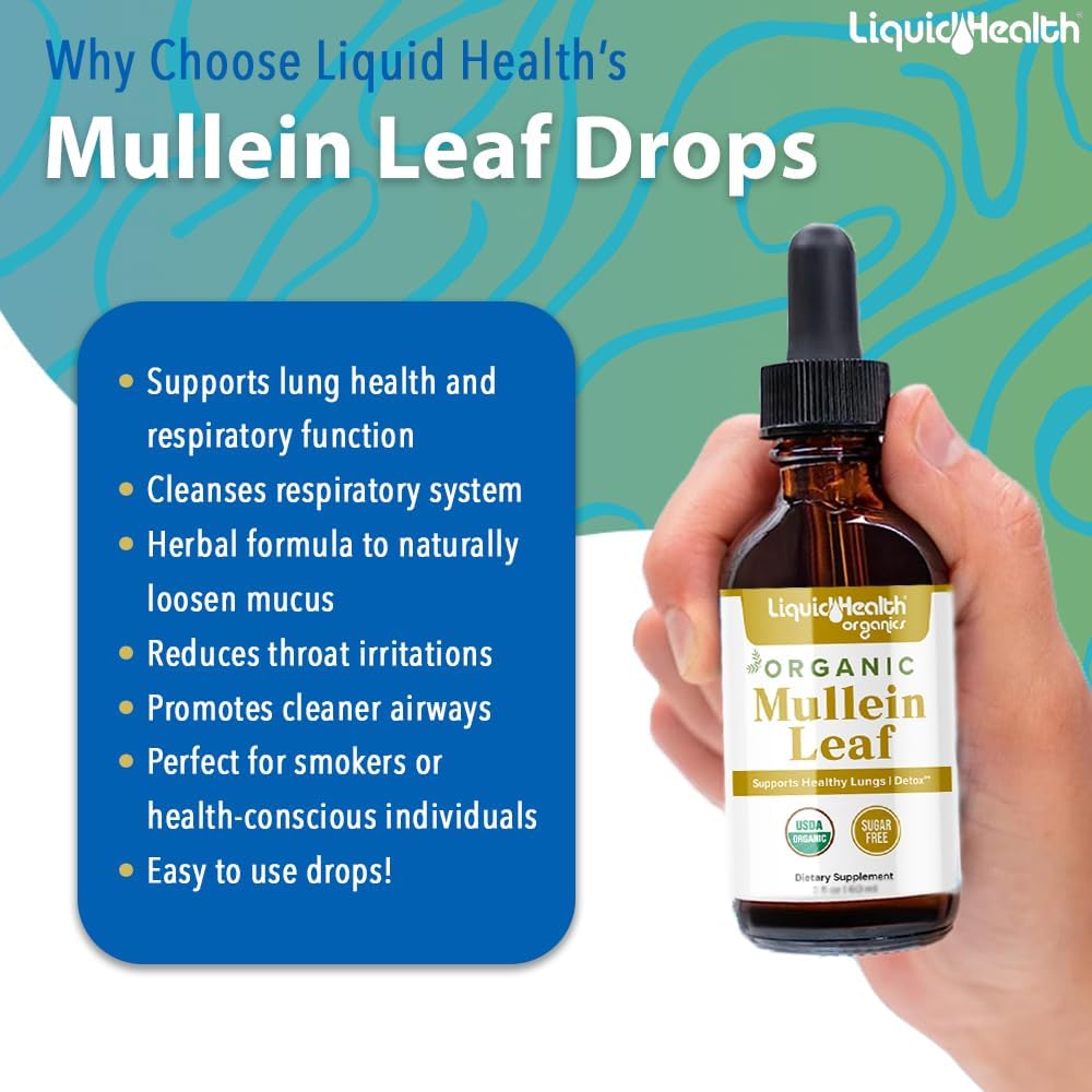 LIQUIDHEALTH USDA Organic Mullein Leaf Respiratory Support Liquid Drops