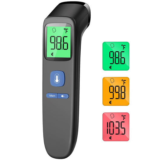ANMEATE Non-Contact Forehead Thermometer for Adults and Kids 1 Second Reading Large Display Mute Mode Memory Recall Fever Alarm